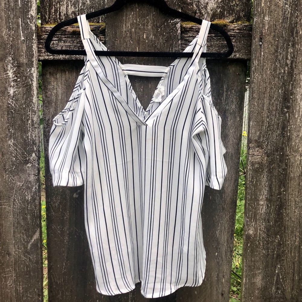 striped off the shoulder top